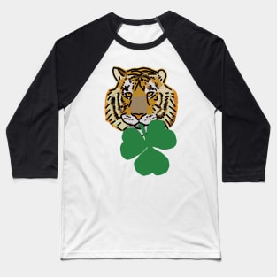 Tiger Biting Shamrock for St Patricks Day Baseball T-Shirt